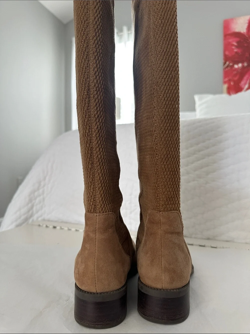 me too Tall Suede Over-the-Knee Boots in Tan Brown